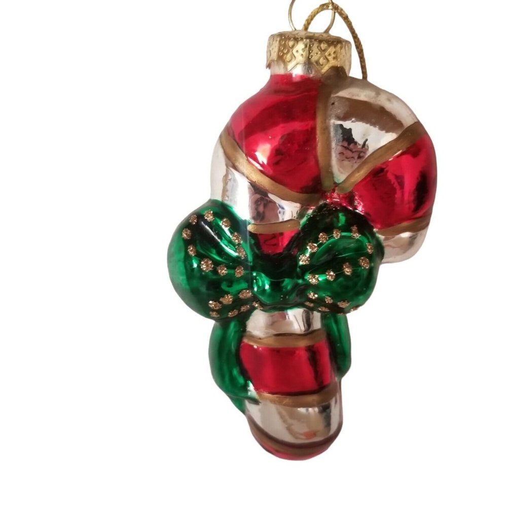 Christmas Ornament Glass Candy Cane Bow Thomas Pacconi Museum Series '03 Holiday